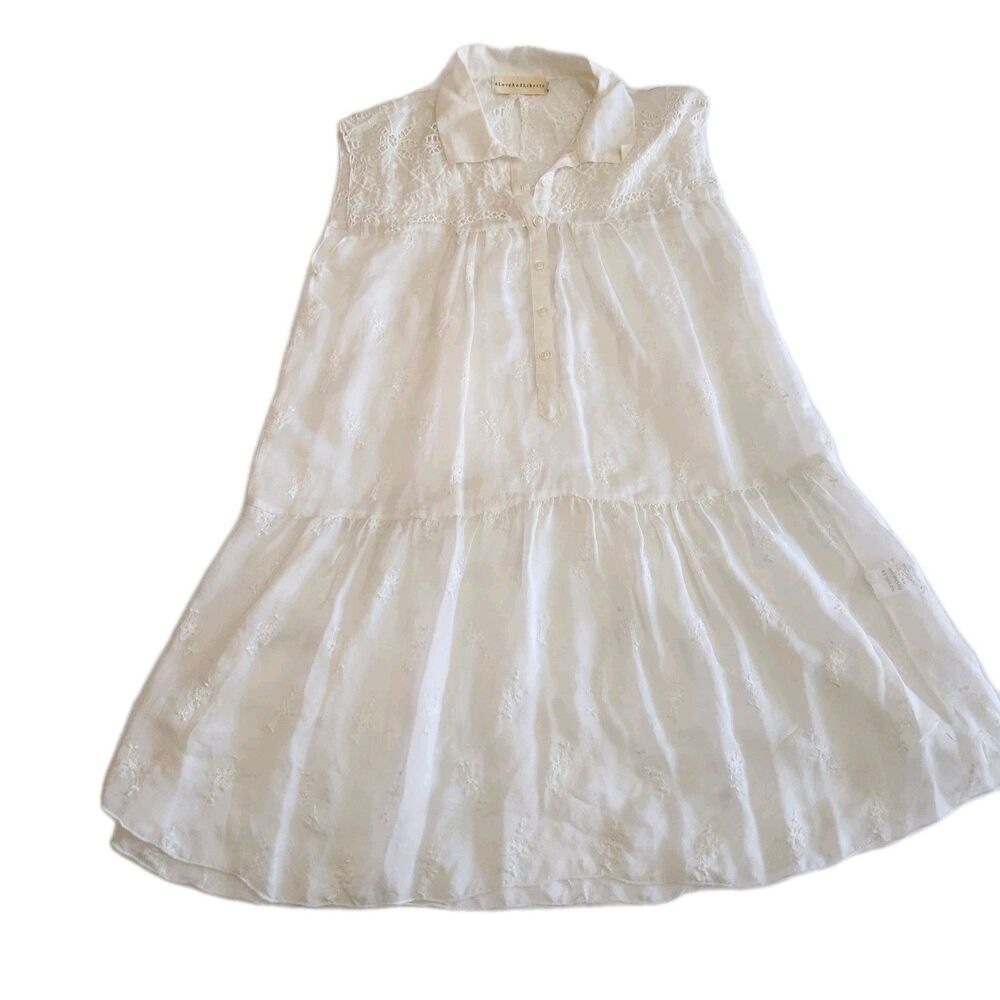 4 Love & Liberty Johnny Was 100% Silk Sheer  Romantic Tiered Dress Coverup SZ S